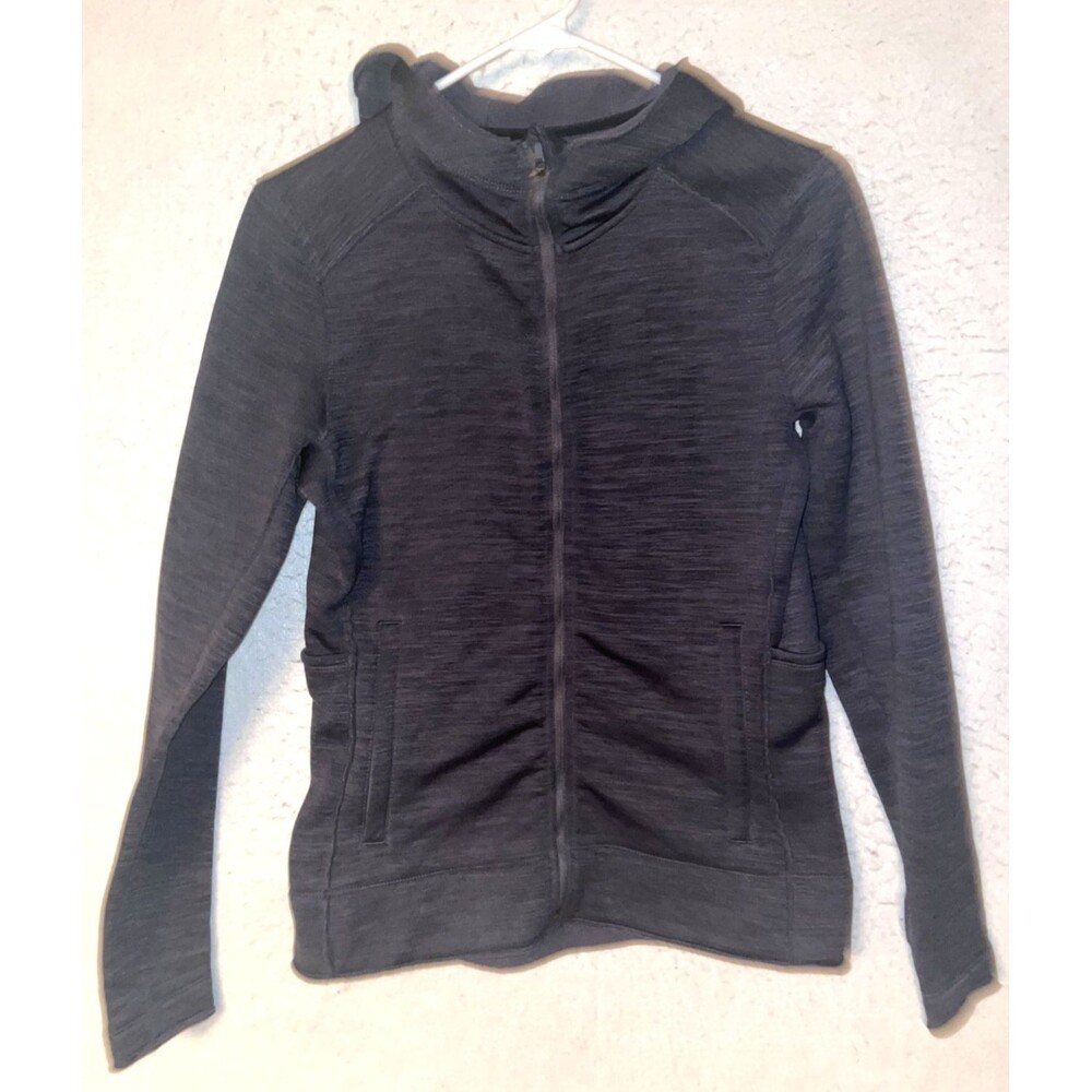 Title Nine Womens sz S Full Zip Long Sleeve Hoodie Jacket Polartec Fleece Gray